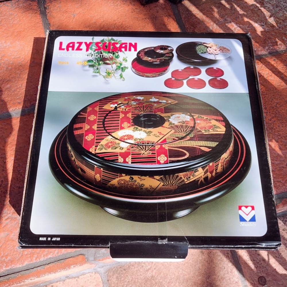 New Bento Box Lazy Susan Lacquer Ware Serving Set With Plates By Shaddy